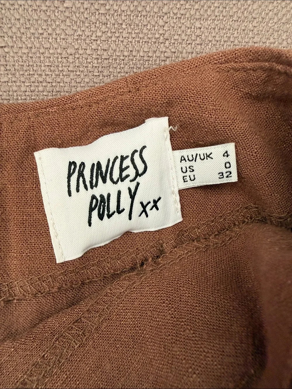 Princess Poly Zippered Classic Brown A-Line Micro Skirt